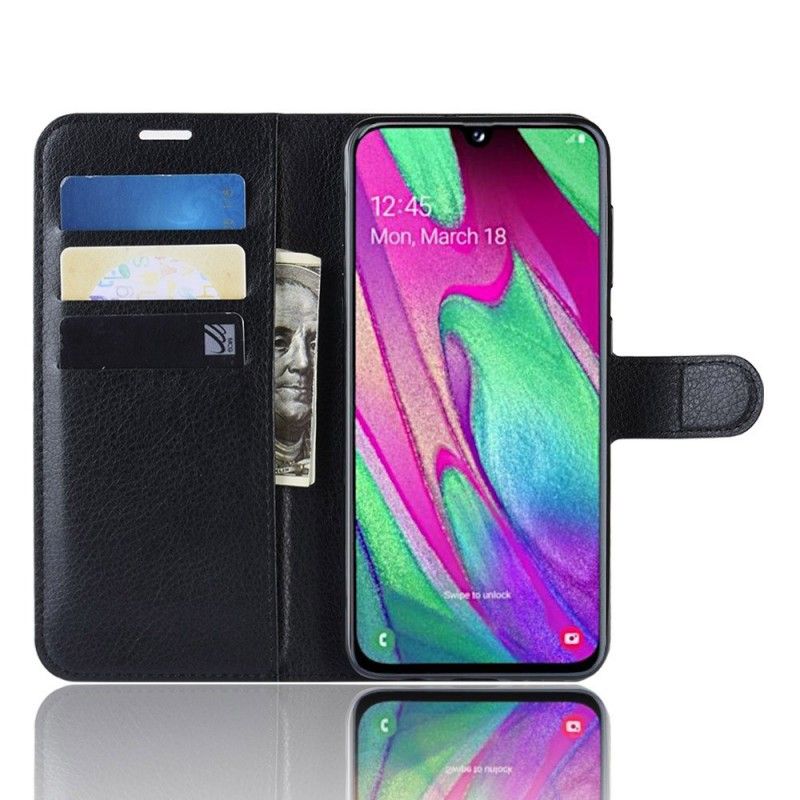 Etui Folio Samsung Galaxy A40 Biały Czarny Klasyczny