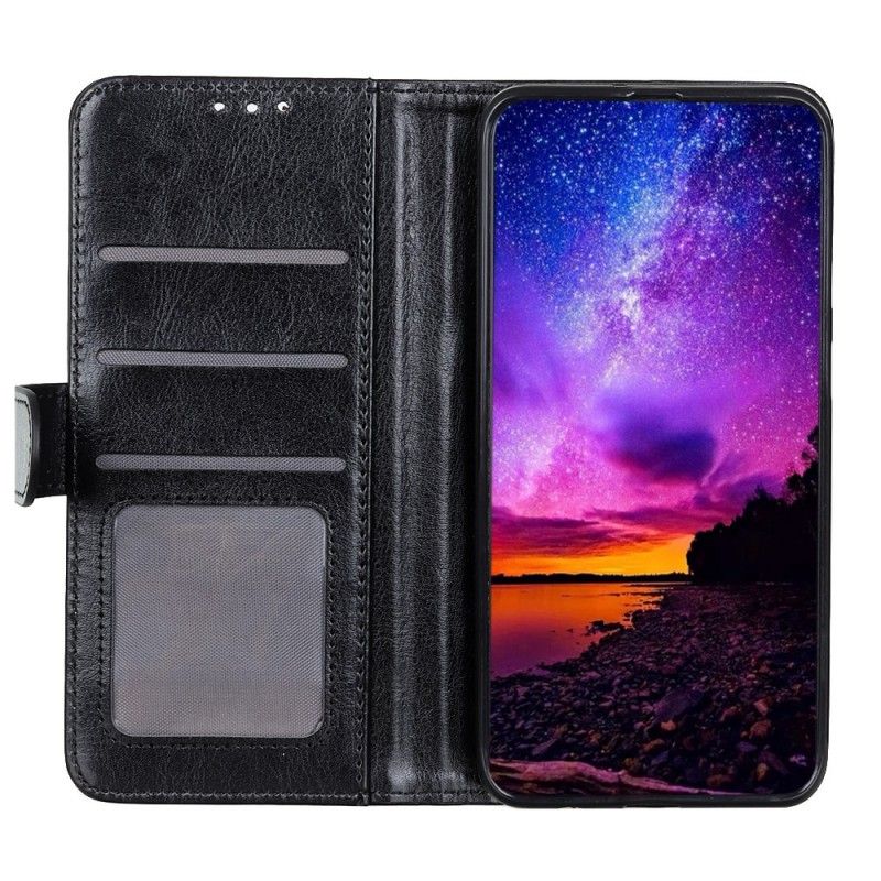 Etui Folio Samsung Galaxy A40 Biały Czarny Zniesiona Imitacja Skóry