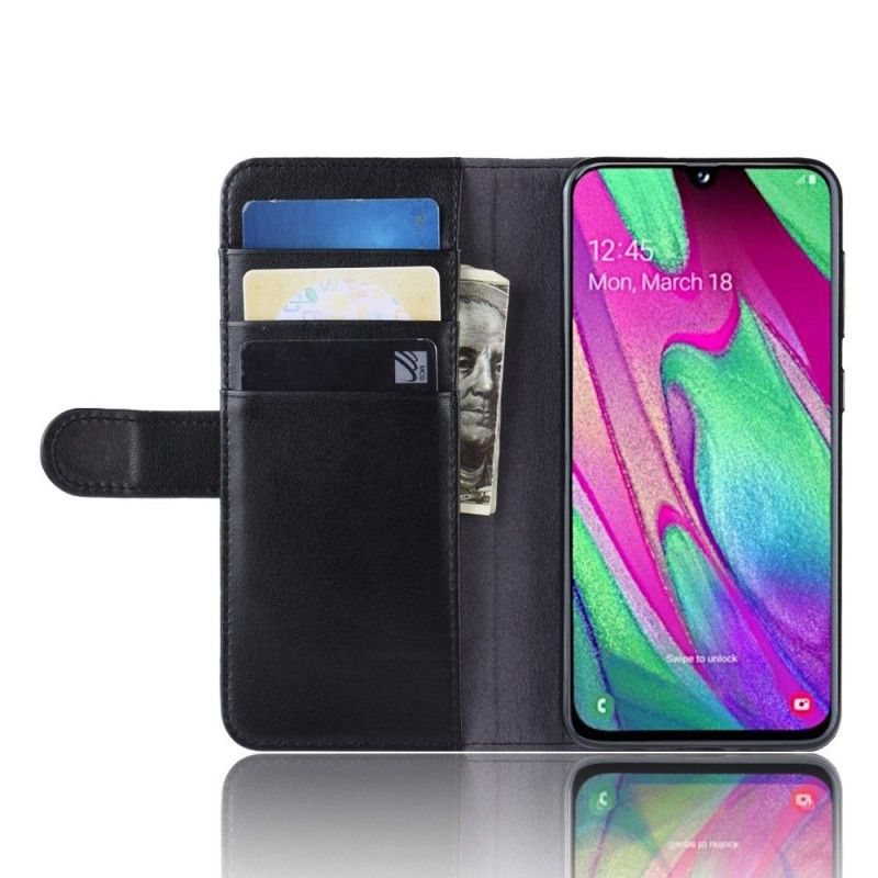 Etui Folio Samsung Galaxy A40 Brązowy Czarny Dwoina Skóry Etui Ochronne