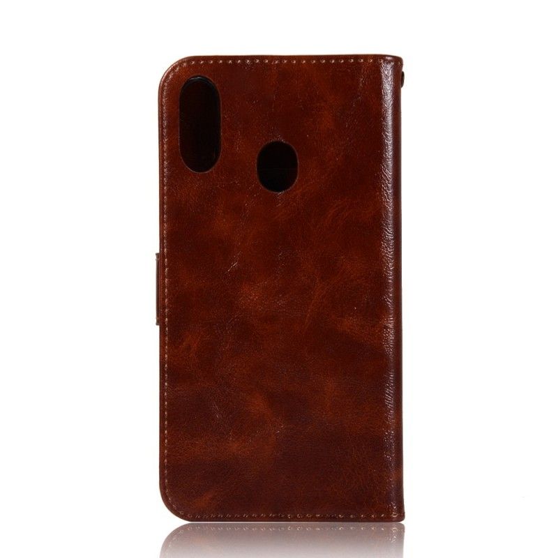 Etui Folio Samsung Galaxy A40 Brązowy Czarny Efekt Skóry W Stylu Vintage Z Paskiem Etui Ochronne