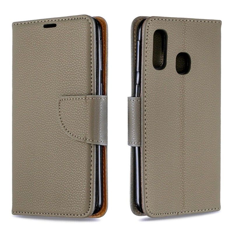 Etui Folio Samsung Galaxy A40 Ciemnoniebieski Liczi Ukośna Klapka