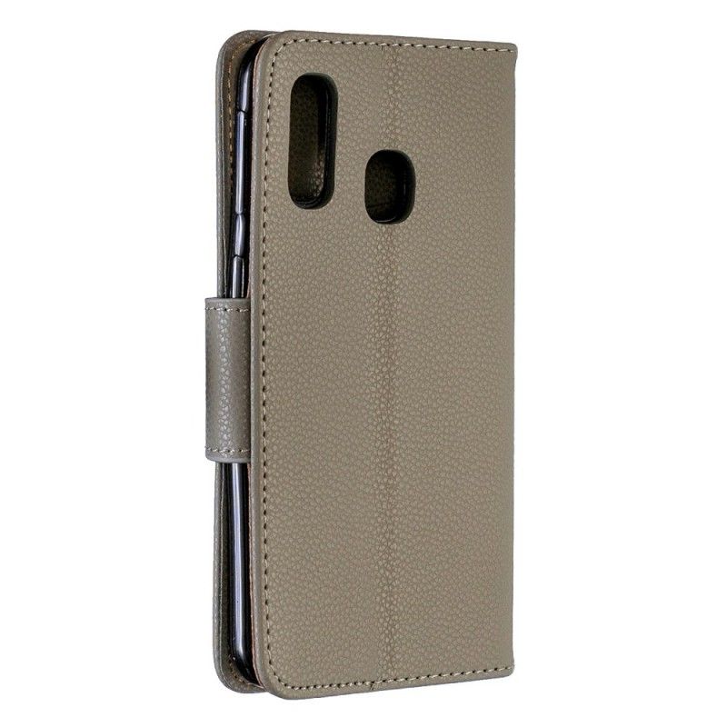 Etui Folio Samsung Galaxy A40 Ciemnoniebieski Liczi Ukośna Klapka