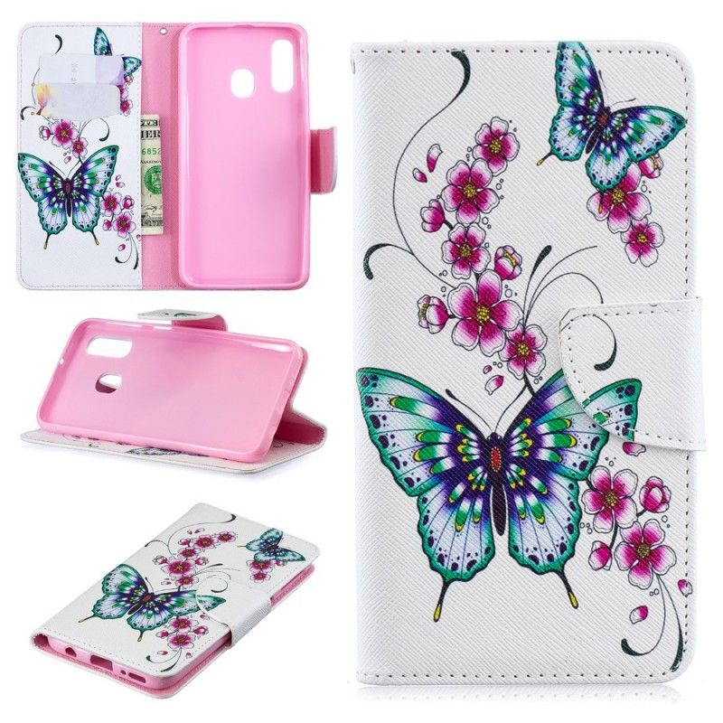 Etui Folio Samsung Galaxy A40 Cudowne Motyle Etui Ochronne