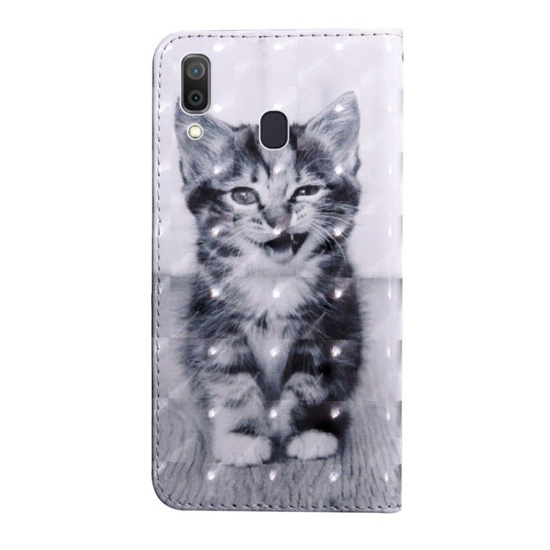 Etui Folio Samsung Galaxy A40 Czarno-Biały Cat Etui Ochronne