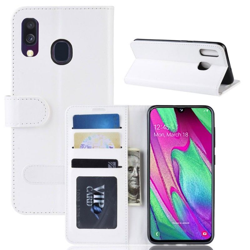 Etui Folio Samsung Galaxy A40 Czerwony Biały Ultra Sztuczna Skóra Etui Ochronne