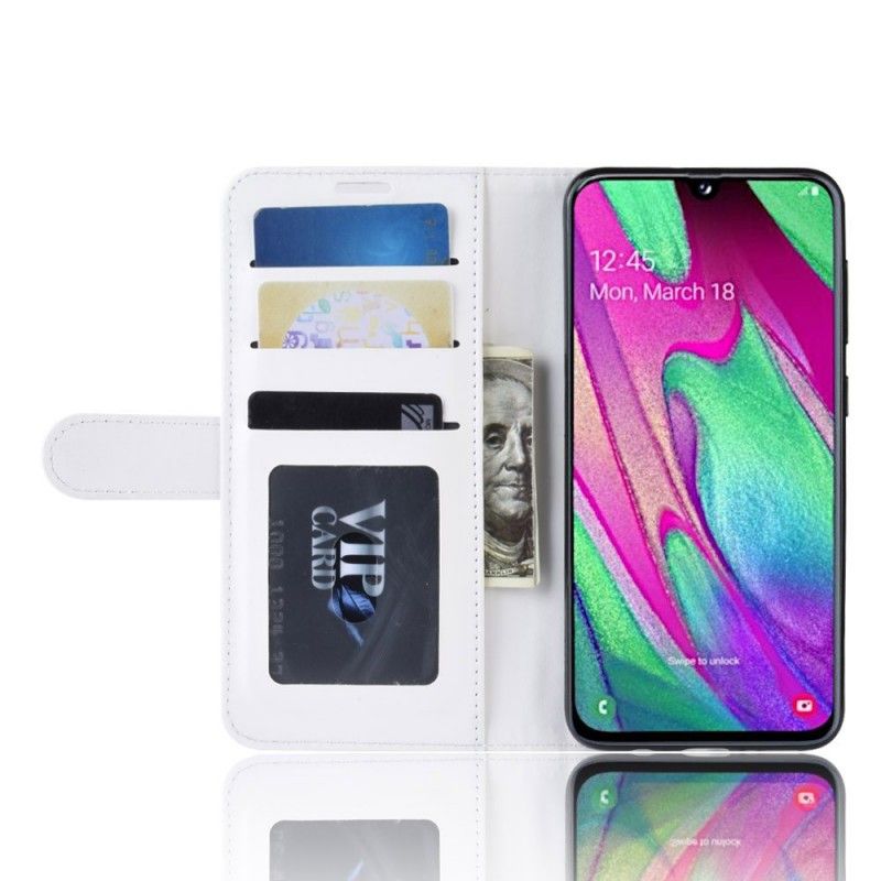 Etui Folio Samsung Galaxy A40 Czerwony Biały Ultra Sztuczna Skóra Etui Ochronne