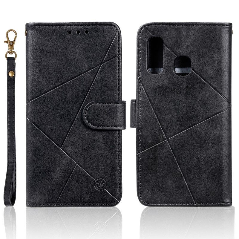 Etui Folio Samsung Galaxy A40 Czerwony Czarny Diamentowa Imitacja Skóry Etui Ochronne