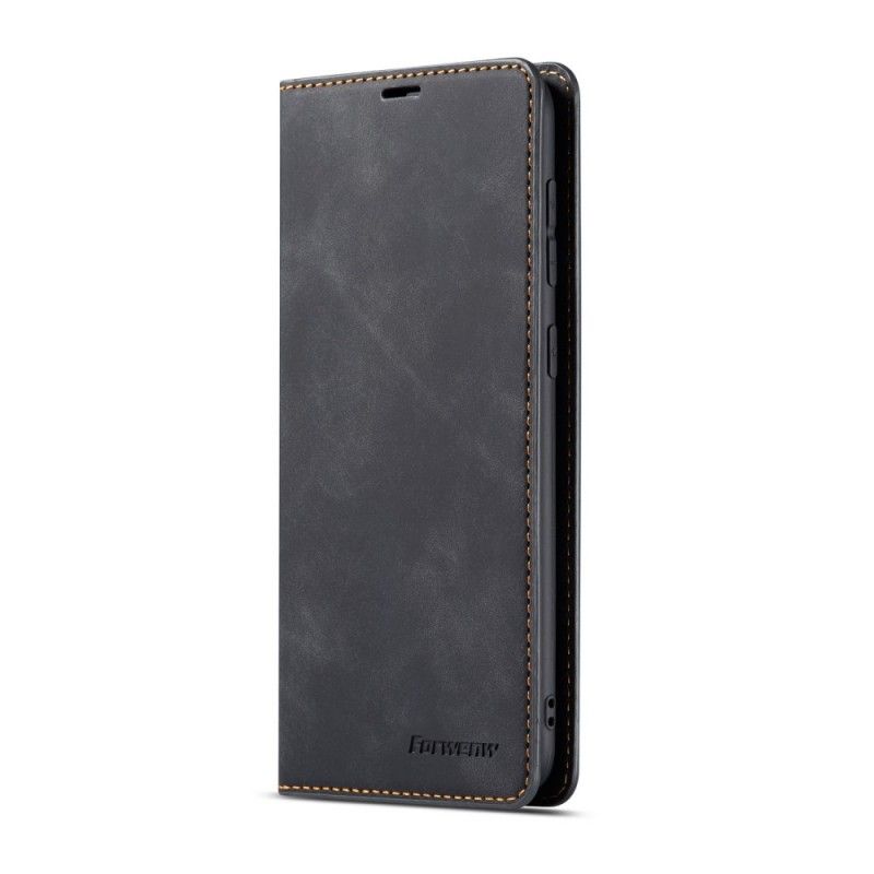 Etui Folio Samsung Galaxy A40 Czerwony Czarny Efekt Skóry Forwenw