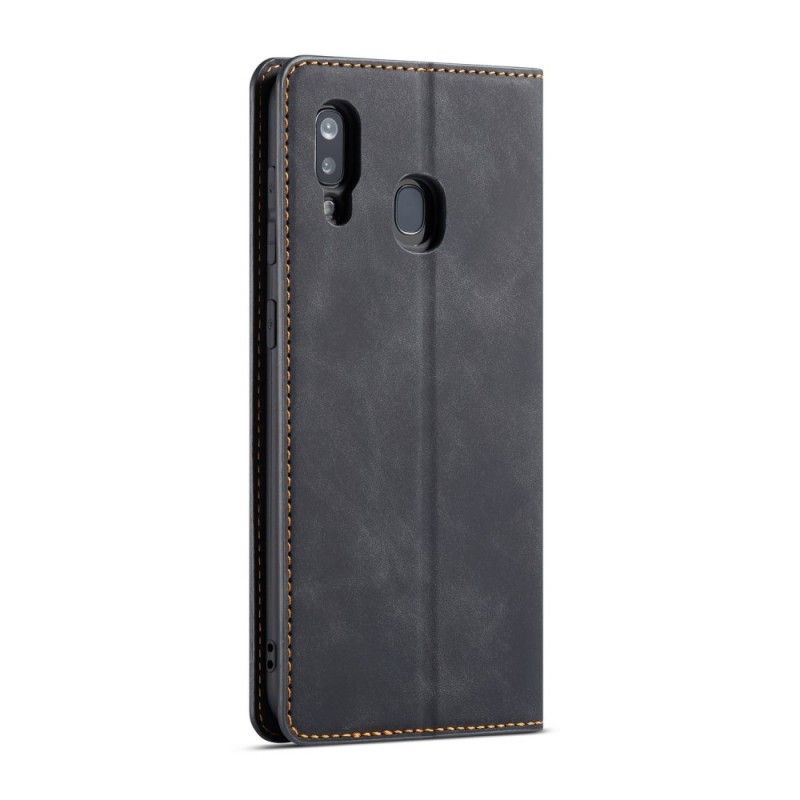 Etui Folio Samsung Galaxy A40 Czerwony Czarny Efekt Skóry Forwenw