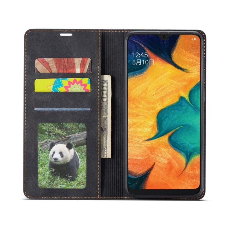 Etui Folio Samsung Galaxy A40 Czerwony Czarny Efekt Skóry Forwenw