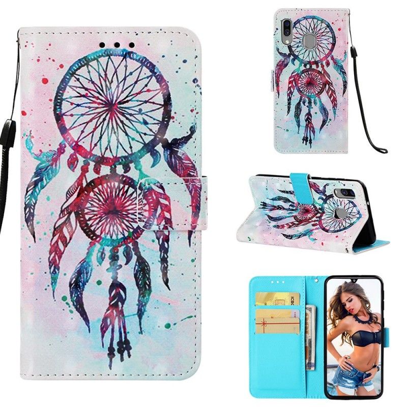 Etui Folio Samsung Galaxy A40 Czerwony Łapacz Snów Etui Ochronne