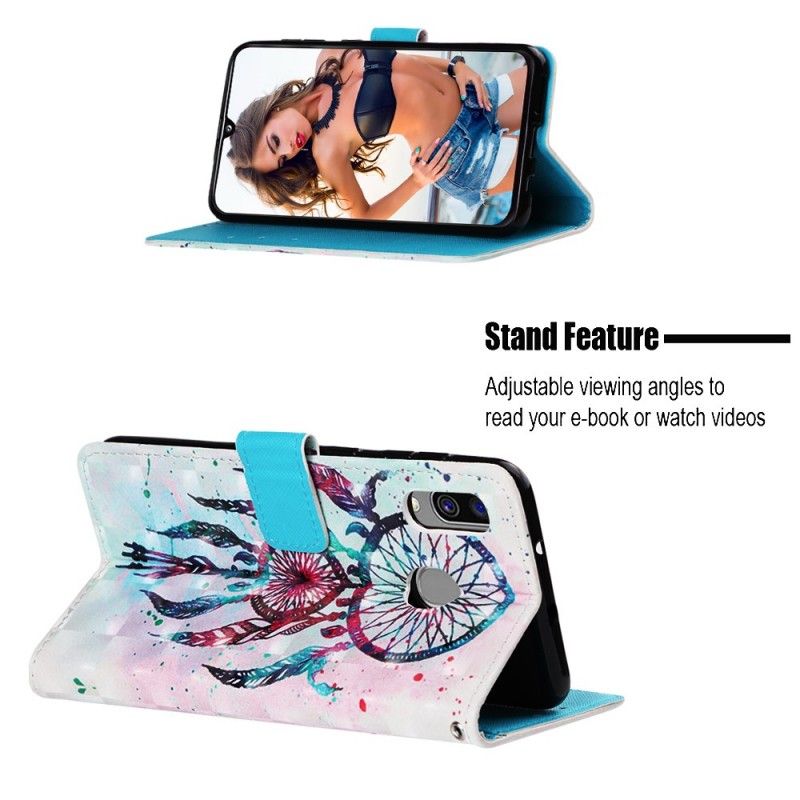 Etui Folio Samsung Galaxy A40 Czerwony Łapacz Snów Etui Ochronne