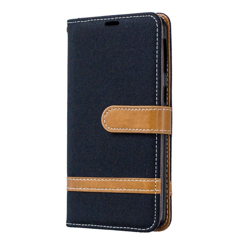 Etui Folio Samsung Galaxy A40 Czerwony Szary Efekt Tkaniny I Skóry Ze Stringami Etui Ochronne