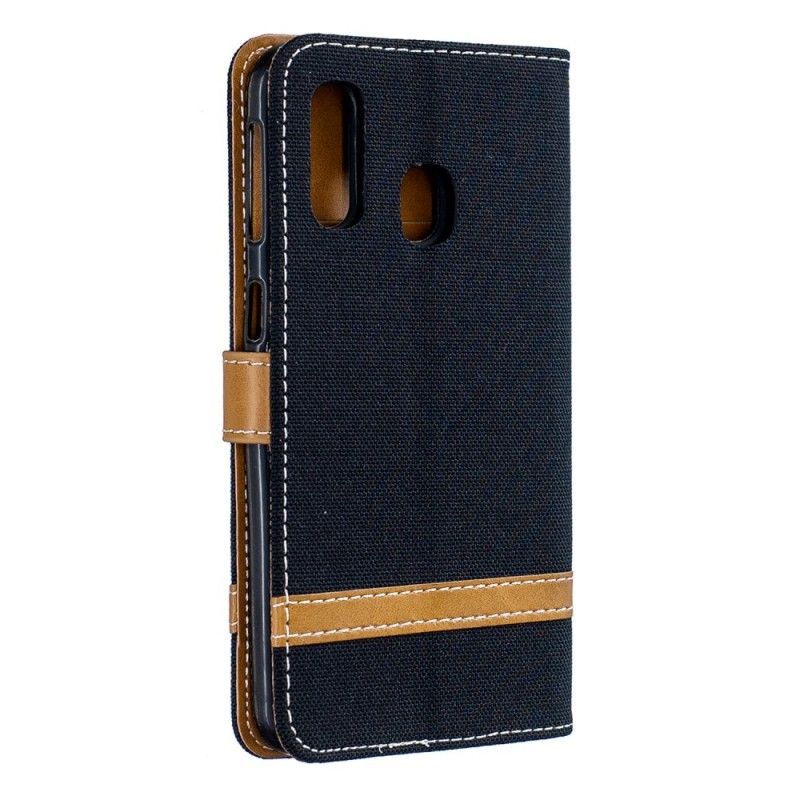 Etui Folio Samsung Galaxy A40 Czerwony Szary Efekt Tkaniny I Skóry Ze Stringami Etui Ochronne