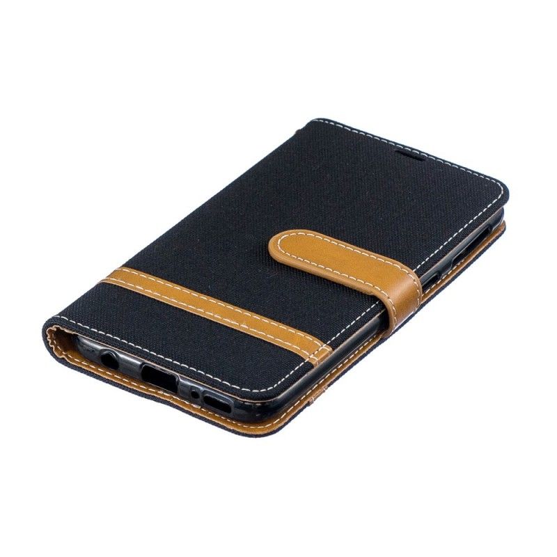 Etui Folio Samsung Galaxy A40 Czerwony Szary Efekt Tkaniny I Skóry Ze Stringami Etui Ochronne