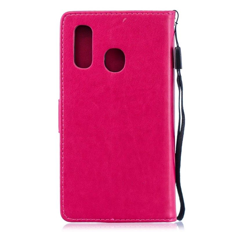 Etui Folio Samsung Galaxy A40 Jasnofioletowy Magenta Wirujące Motyle Etui Ochronne