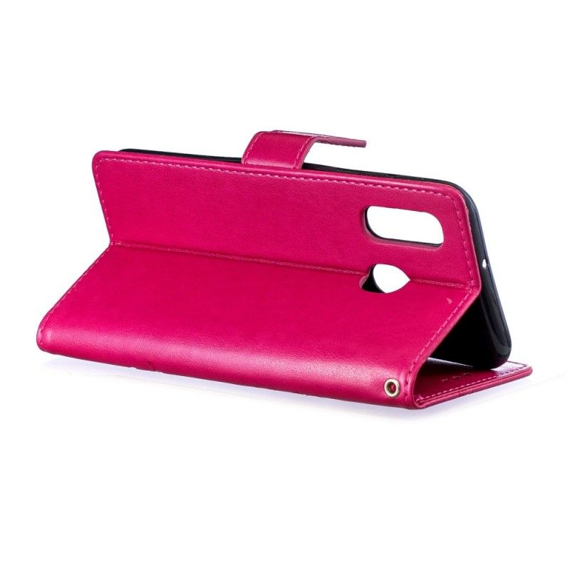 Etui Folio Samsung Galaxy A40 Jasnofioletowy Magenta Wirujące Motyle Etui Ochronne