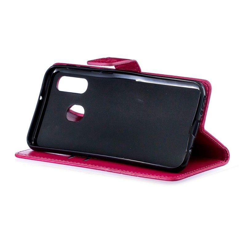 Etui Folio Samsung Galaxy A40 Jasnofioletowy Magenta Wirujące Motyle Etui Ochronne