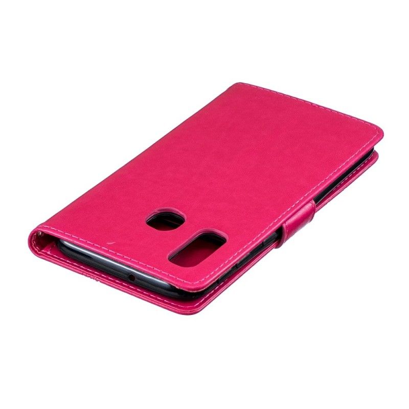 Etui Folio Samsung Galaxy A40 Jasnofioletowy Magenta Wirujące Motyle Etui Ochronne