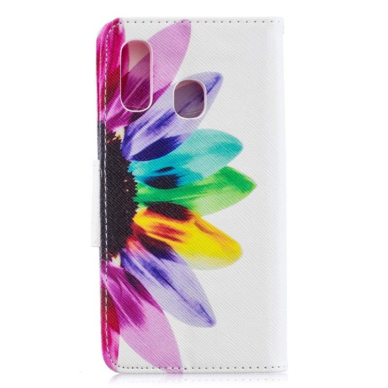 Etui Folio Samsung Galaxy A40 Kwiat Akwareli Etui Ochronne