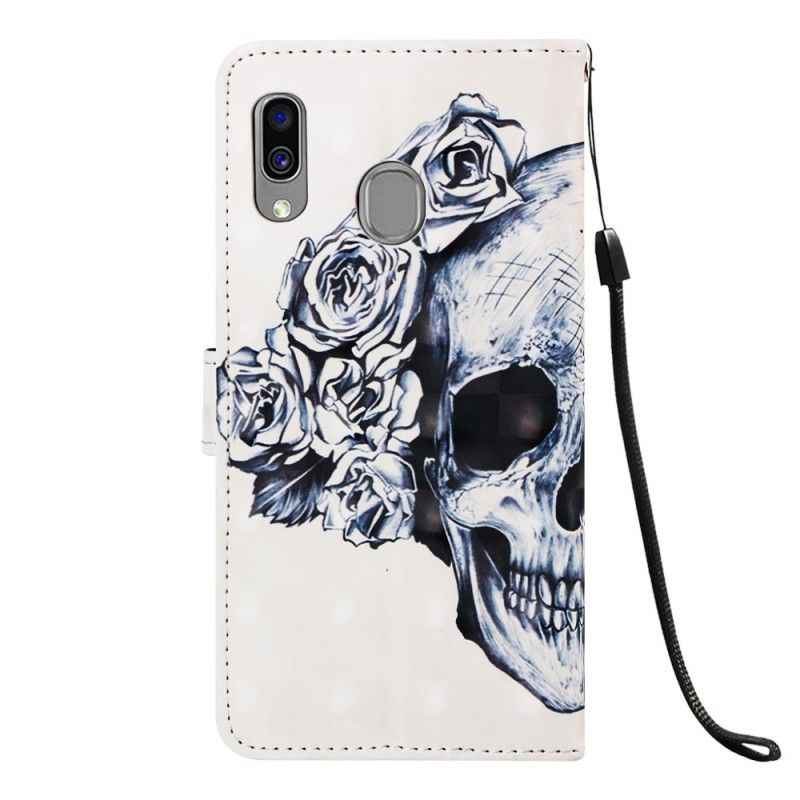 Etui Folio Samsung Galaxy A40 Kwiecista Czaszka