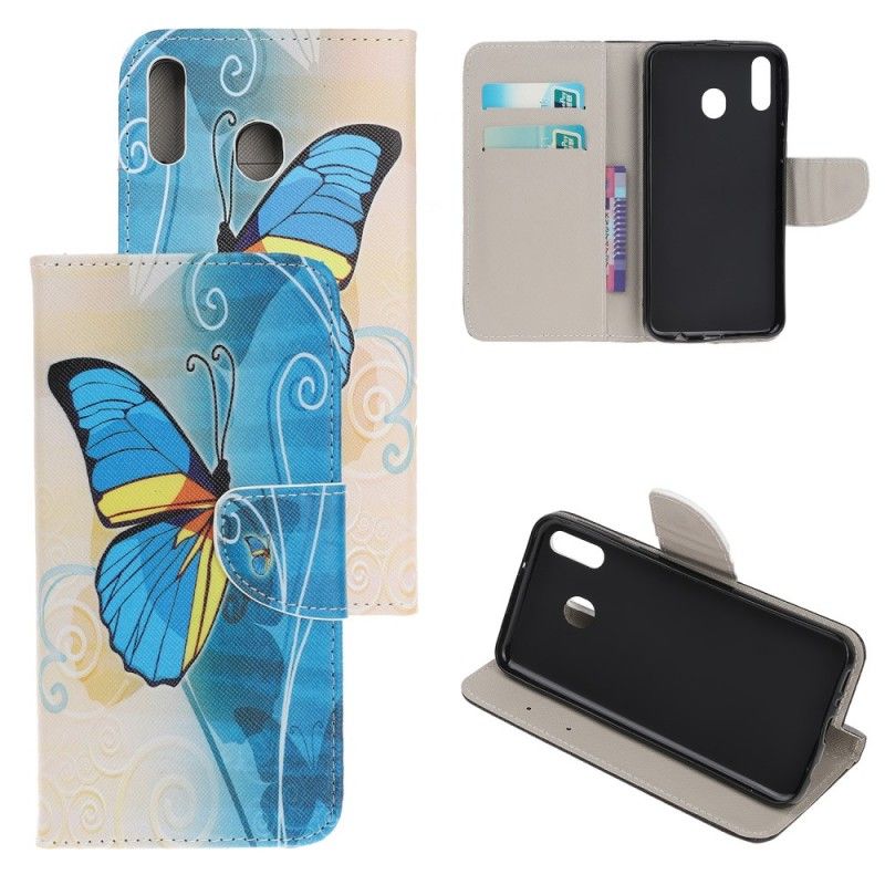 Etui Folio Samsung Galaxy A40 Motyl Niebieski I Żółty Etui Ochronne