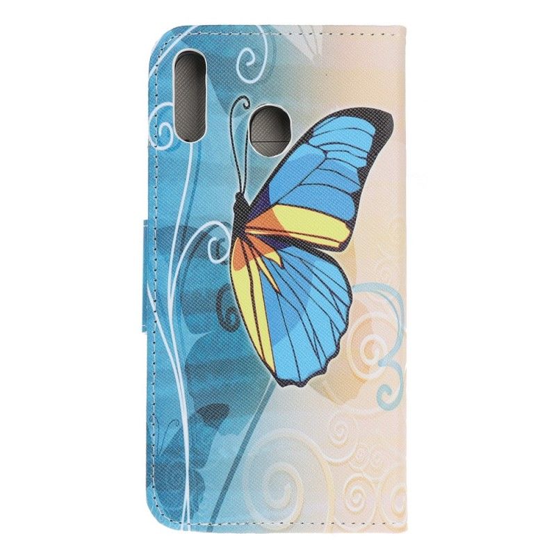 Etui Folio Samsung Galaxy A40 Motyl Niebieski I Żółty Etui Ochronne