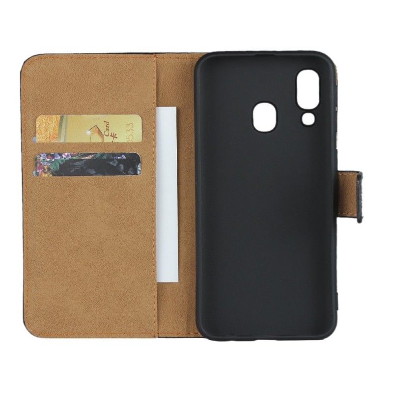 Etui Folio Samsung Galaxy A40 Portfel Z Prawdziwej Skóry