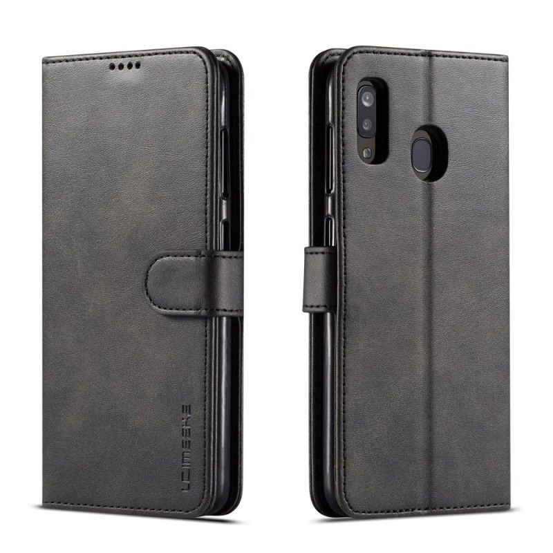 Etui Folio Samsung Galaxy A40 Szary Czarny Efekt Skóry Lc.Imeeke