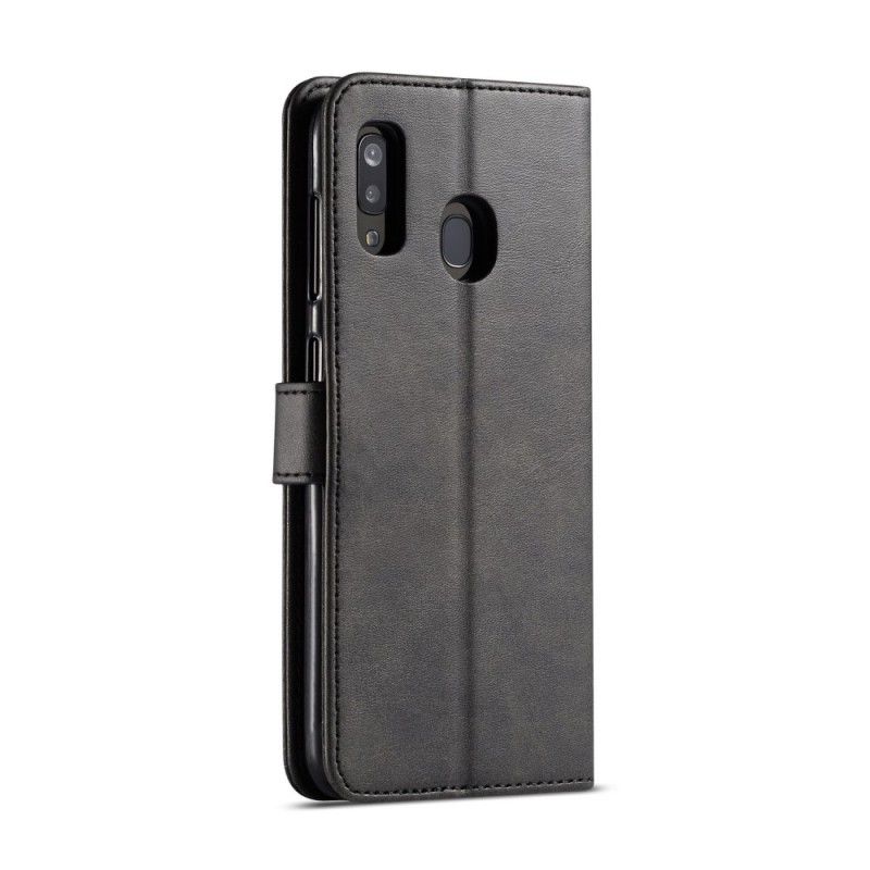 Etui Folio Samsung Galaxy A40 Szary Czarny Efekt Skóry Lc.Imeeke