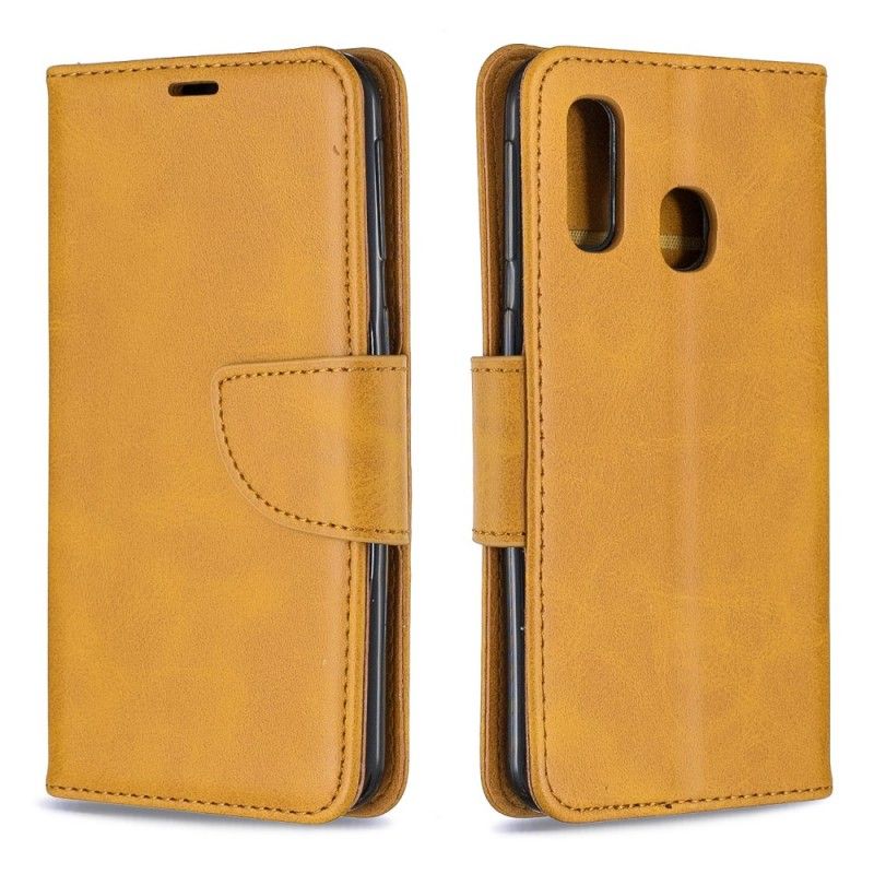 Etui Folio Samsung Galaxy A40 Szary Czarny Gładka Skośna Klapa Etui Ochronne