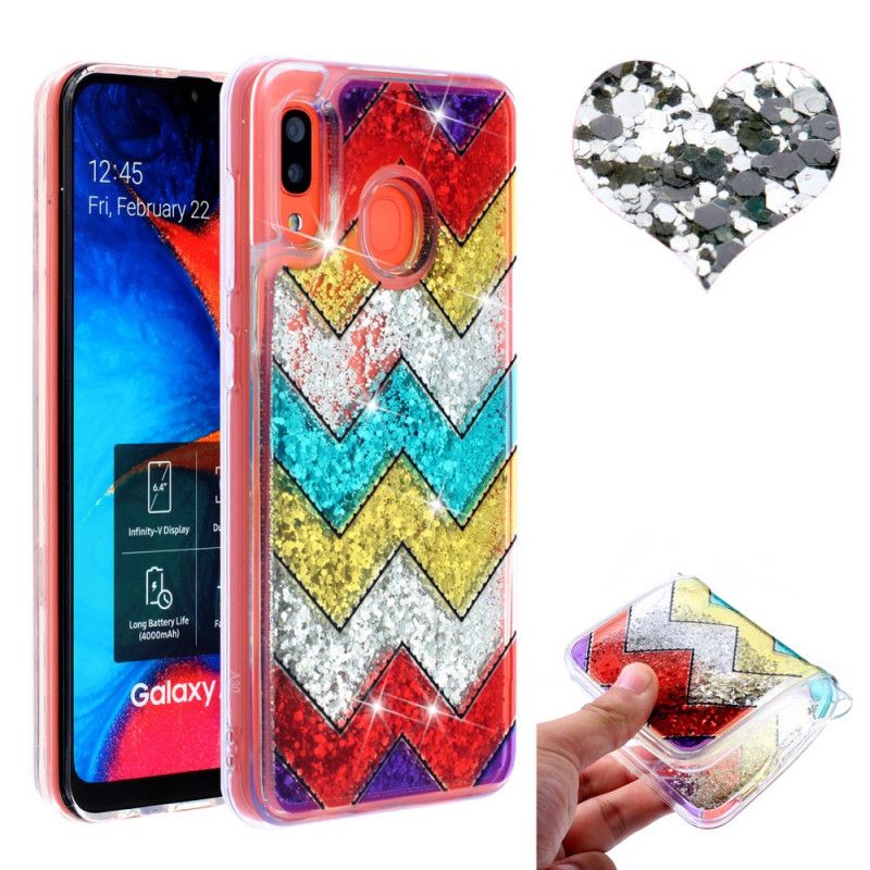 Etui Samsung Galaxy A40 Cekiny Zygzakowate