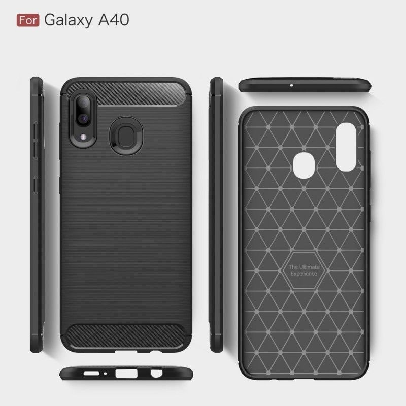 Etui Samsung Galaxy A40 Czerwony Czarny Szczotkowane Włókno Węglowe Etui Ochronne