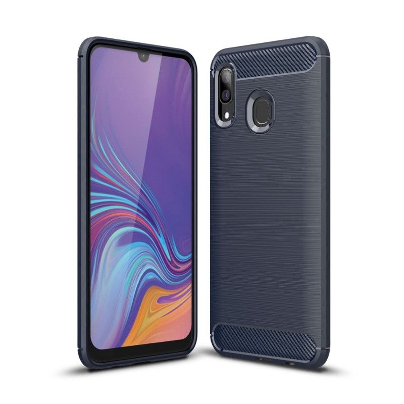 Etui Samsung Galaxy A40 Czerwony Czarny Szczotkowane Włókno Węglowe Etui Ochronne