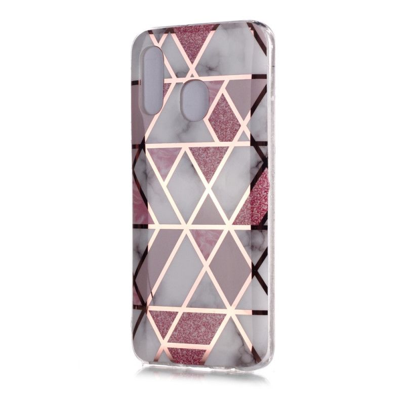 Etui Samsung Galaxy A40 Magenta Czarny Ultra Designerski Marmur