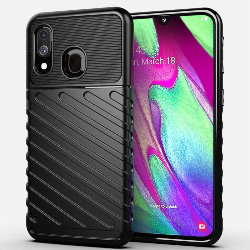 Etui Samsung Galaxy A40 Zielony Czarny Seria Grzmotów