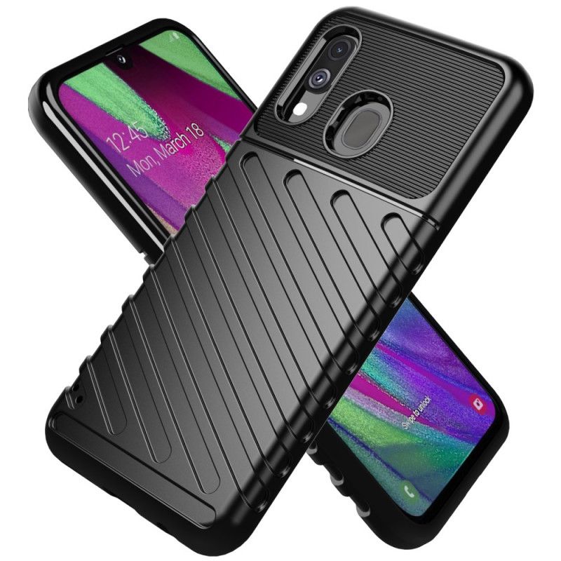 Etui Samsung Galaxy A40 Zielony Czarny Seria Grzmotów