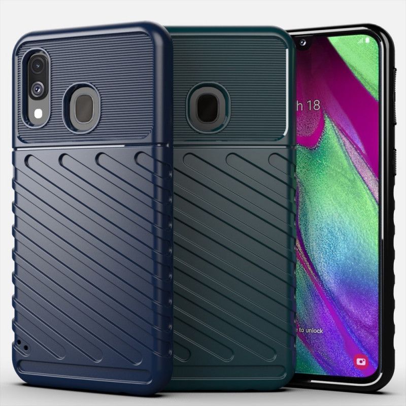 Etui Samsung Galaxy A40 Zielony Czarny Seria Grzmotów