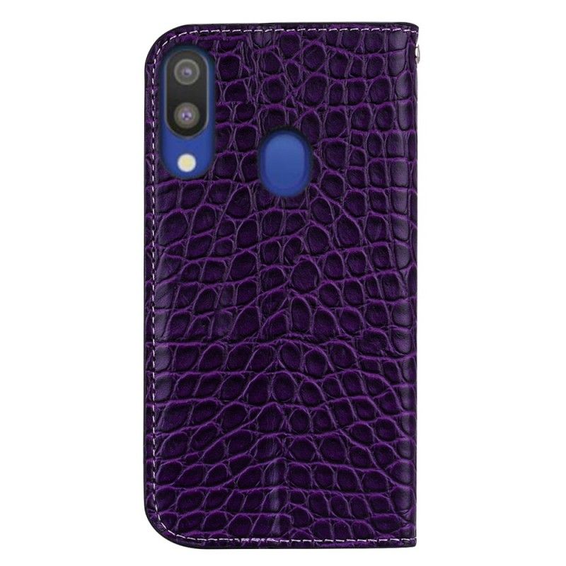 Flip Kotelot Samsung Galaxy A40 Czarny Efekt Skóry Krokodyla I Cekiny Etui Ochronne