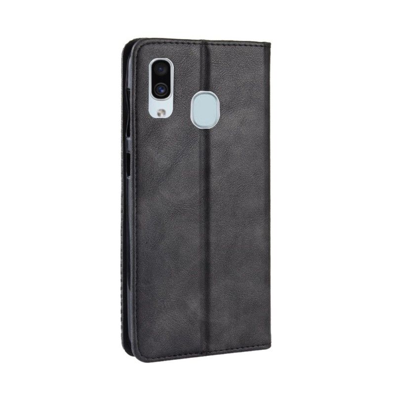 Flip Kotelot Samsung Galaxy A40 Czerwony Czarny Etui na Telefon Stylizowany Efekt Skóry W Stylu Vintage