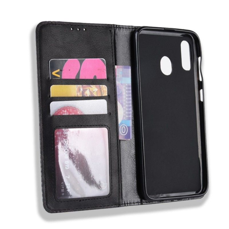 Flip Kotelot Samsung Galaxy A40 Czerwony Czarny Etui na Telefon Stylizowany Efekt Skóry W Stylu Vintage