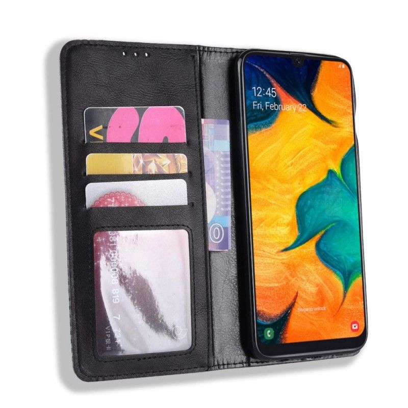 Flip Kotelot Samsung Galaxy A40 Czerwony Czarny Etui na Telefon Stylizowany Efekt Skóry W Stylu Vintage