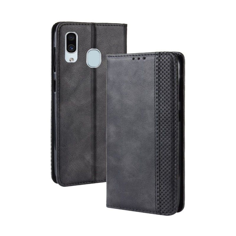 Flip Kotelot Samsung Galaxy A40 Czerwony Czarny Etui na Telefon Stylizowany Efekt Skóry W Stylu Vintage