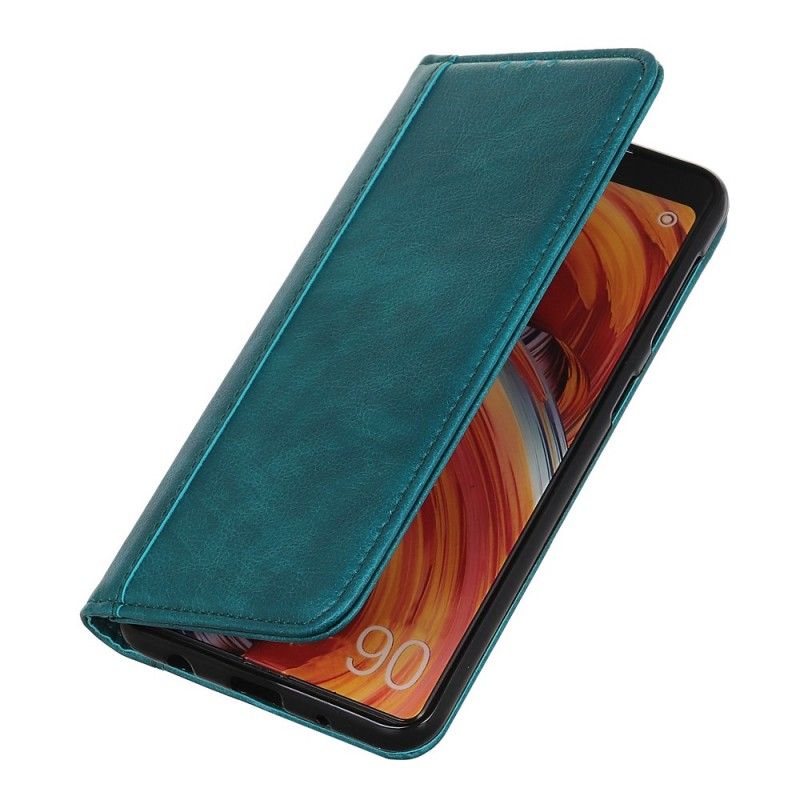 Flip Kotelot Samsung Galaxy A40 Turkusowy Czarny Wersja Z Dwoiny Skóry Etui Ochronne