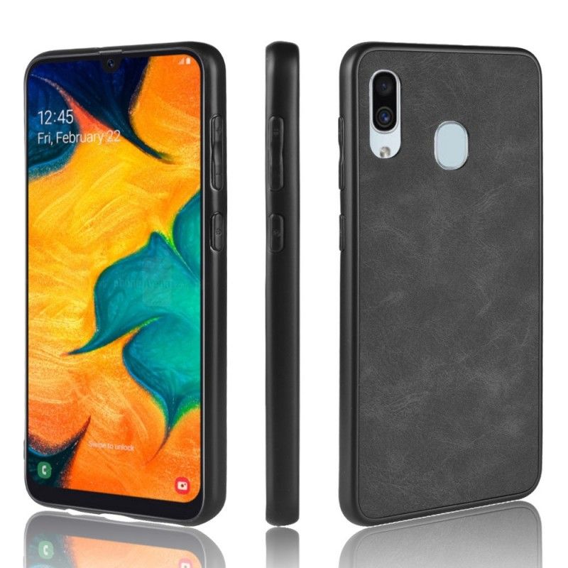 Futerały Samsung Galaxy A40 Granatowy Czarny Efekt Skóry W Stylu Vintage