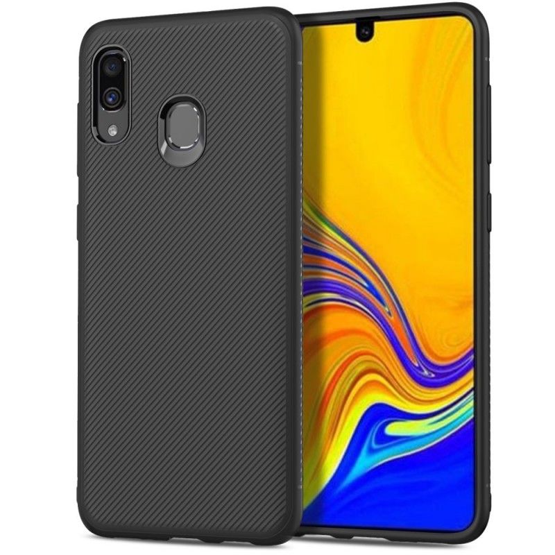 Futerały Samsung Galaxy A40 Granatowy Czarny Etui na Telefon Twill Z Włókna Węglowego