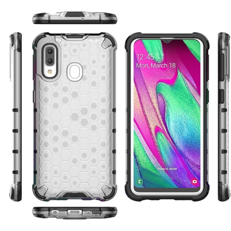 Futerały Samsung Galaxy A40 Szary Biały Etui na Telefon Styl Plastra Miodu