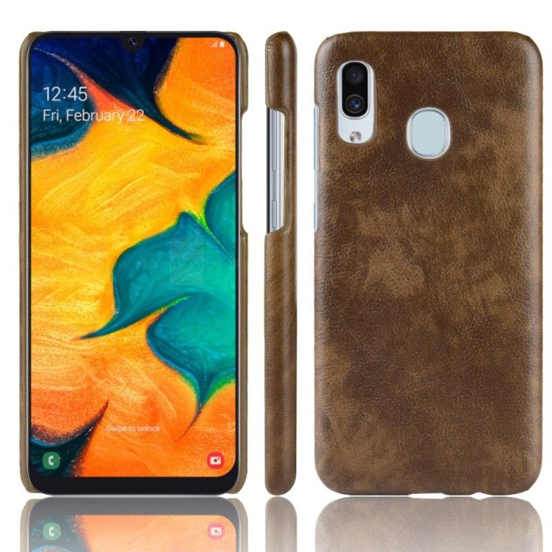 Futerały Samsung Galaxy A40 Szary Czarny Etui na Telefon Efekt Skóry Liczi