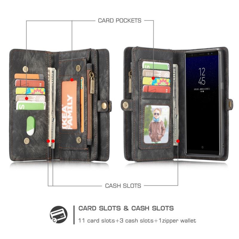 Etui Folio Samsung Galaxy Note 8 Czerwony Czarny Zabytkowe Skórzane Etui Etui Ochronne