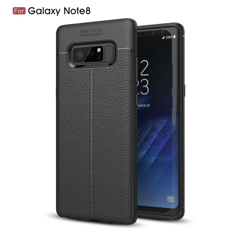 Etui Samsung Galaxy Note 8 Czerwony Czarny Efekt Skóry Z Podwójną Linią Liczi Etui Ochronne